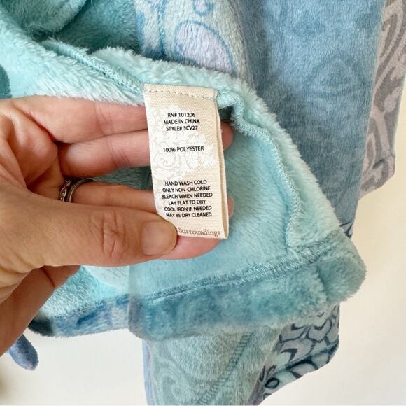 NWOT Soft Surroundings Aqua Floral Carli Cozy Sherpa Hooded Cardigan Wrap PM - Picture 8 of 8